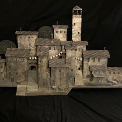 Vtg Signed Curtis Jere Wash Day in Capri Welded Metal Village 54" Wall Sculpture