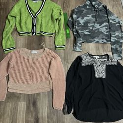 Bundle Sweaters, Blouse And Crop Hoodie For $6