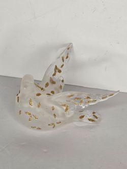 Frosted Acrylic Dove Christmas Ornament Gold Glitter Flakes Peace Bird Figurine