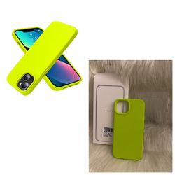 Compatible with iPhone 13 Case, Liquid Silicone Slim Protective Shockproof Phone Case Cover with Anti-Scratch Microfiber Lining, 6.1 inch, Fluorescent