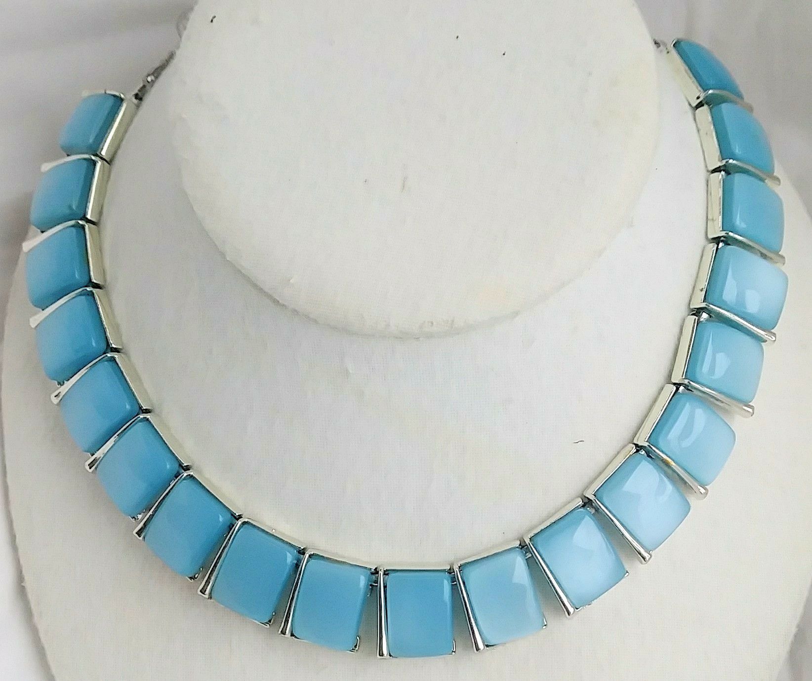 Vintage Kramer Thermoset Ice Blue Choker Necklace Excellent Condition