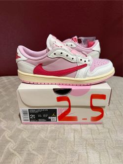 PS SIZE 2.5Y NIKE JORDAN 1 LOW TRAVIS SCOTT TROPICAL PINK