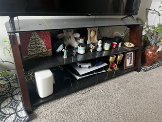 Glass and Wood 3-Tier TV Stand Media Console