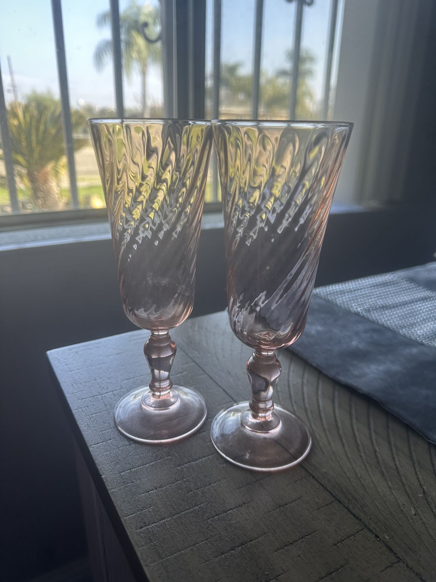  Vintage Pink champagne wine glasses France