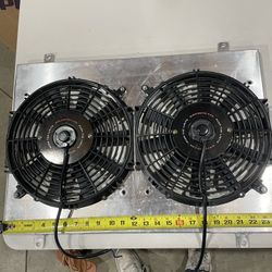 Mishimoto 2 Electric Fans, Slim, Straight Blade, Black, 12 in