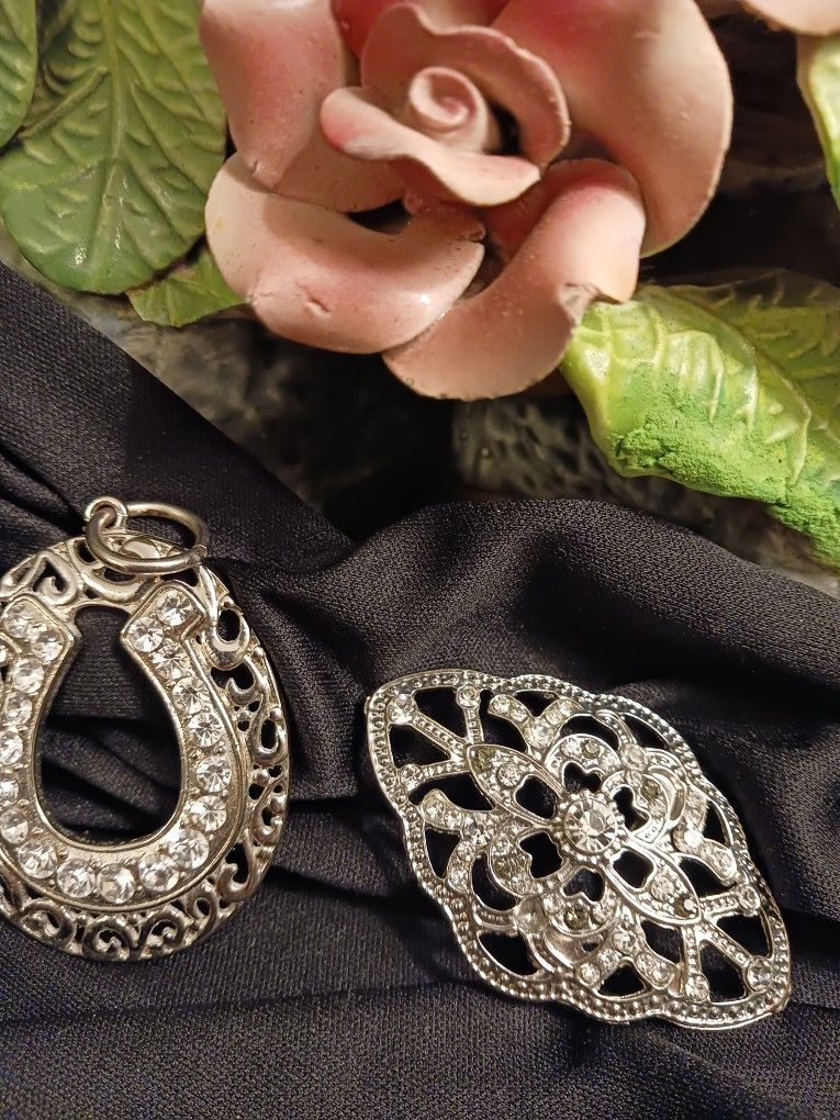 Vintage Jewelry Rinestone Lot Brooch Pin, & Pendant