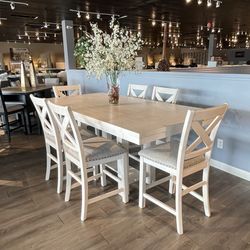 White 7pc Counter Height Dining Room Set 