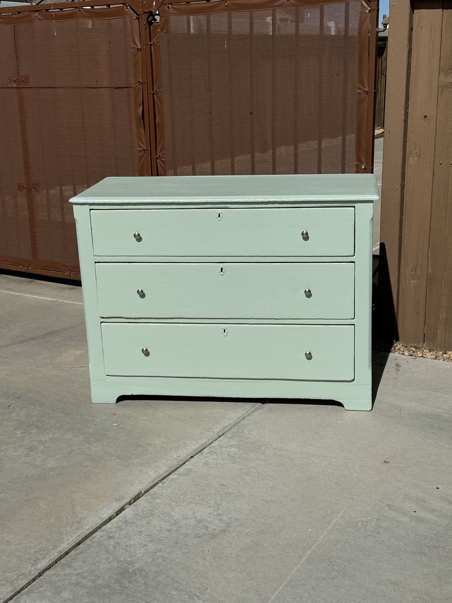 Vintage Green Solid Wood 3 Drawer Dresser $160