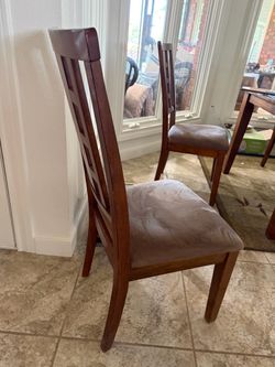 Kitchen chairs Ashley, wood set of 6, fabric seats