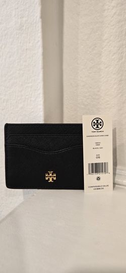 Brand New Tory Burch Black Leather Emerson Slim Wallet