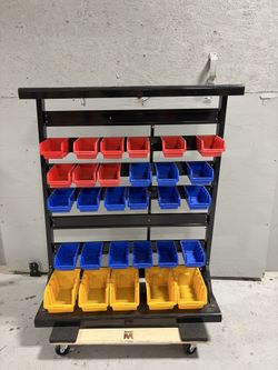 47-Bin Floor-Mount Parts Rack