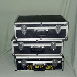 3 Pc Vintage Hard Case Travel Storage Camera Electronics 