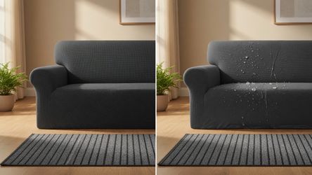 Waterproof Sofa Cover + Plush Runner Rug Bundle