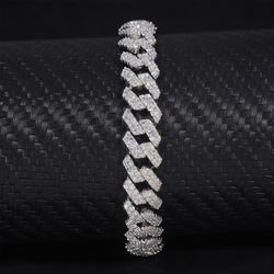 New 8mm Moissanite Cuban Link Bracelet - 8.5in - GRA Certified