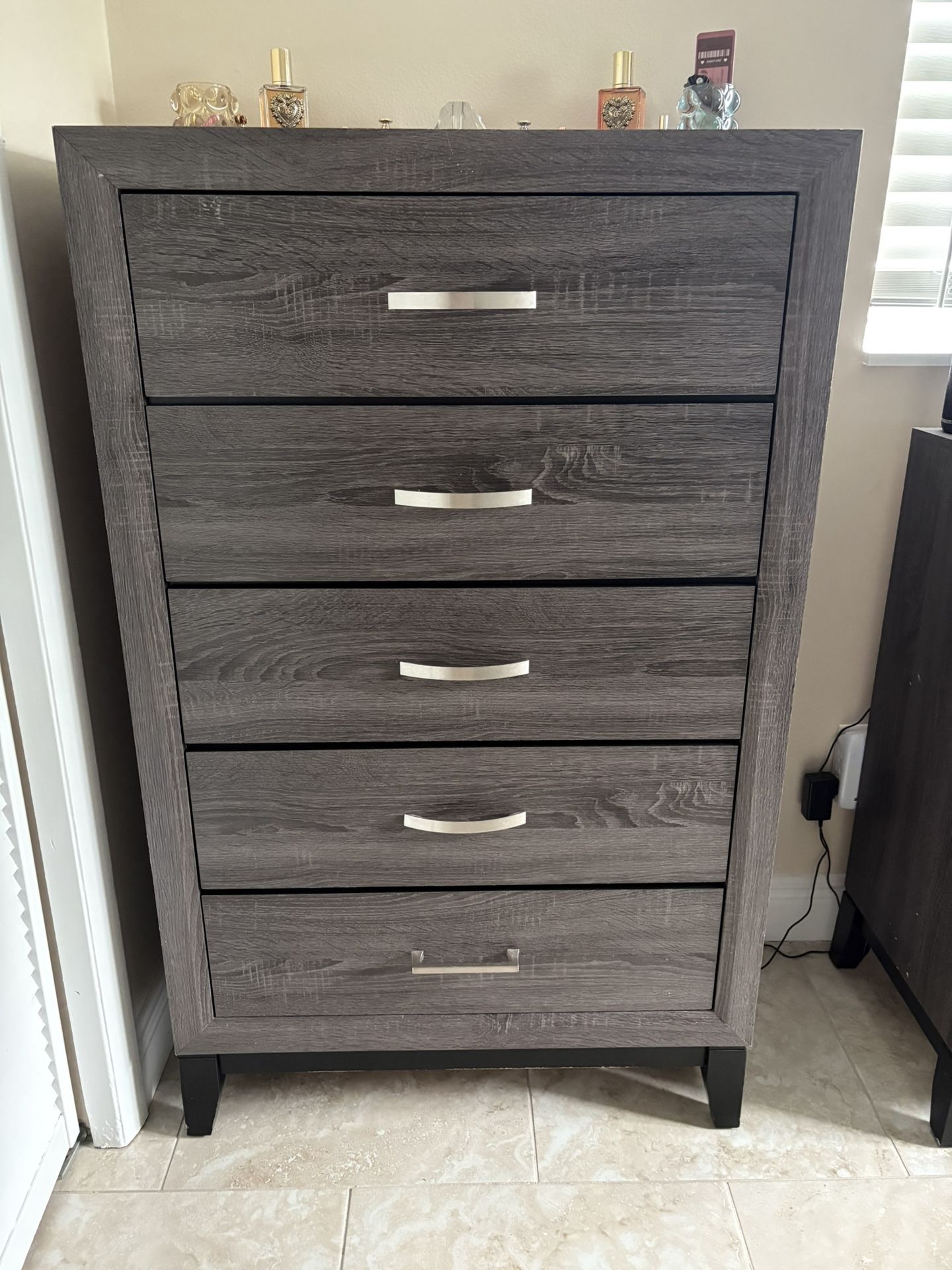 Dark Grey Dressers & Mirror Set