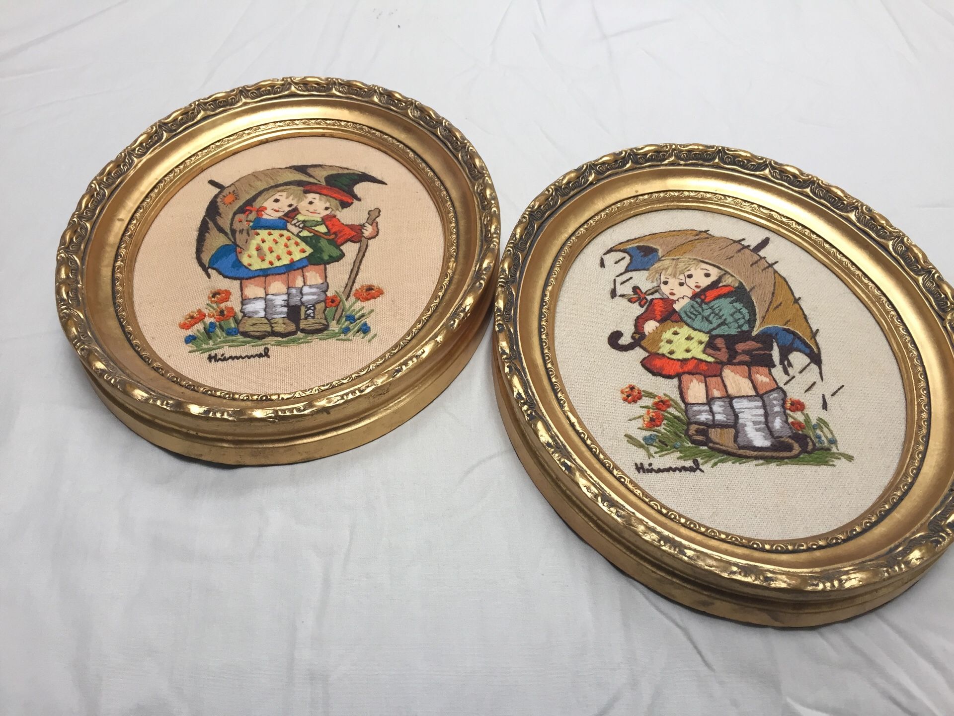 Pictures /handmade In beautiful oval Gold frames