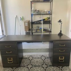 Metal Desk, 2 Drawer Cabinets