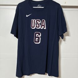 Nike USA Basketball LeBron James 2024 Summer Olympics Navy Blue T-Shirt Size XXL