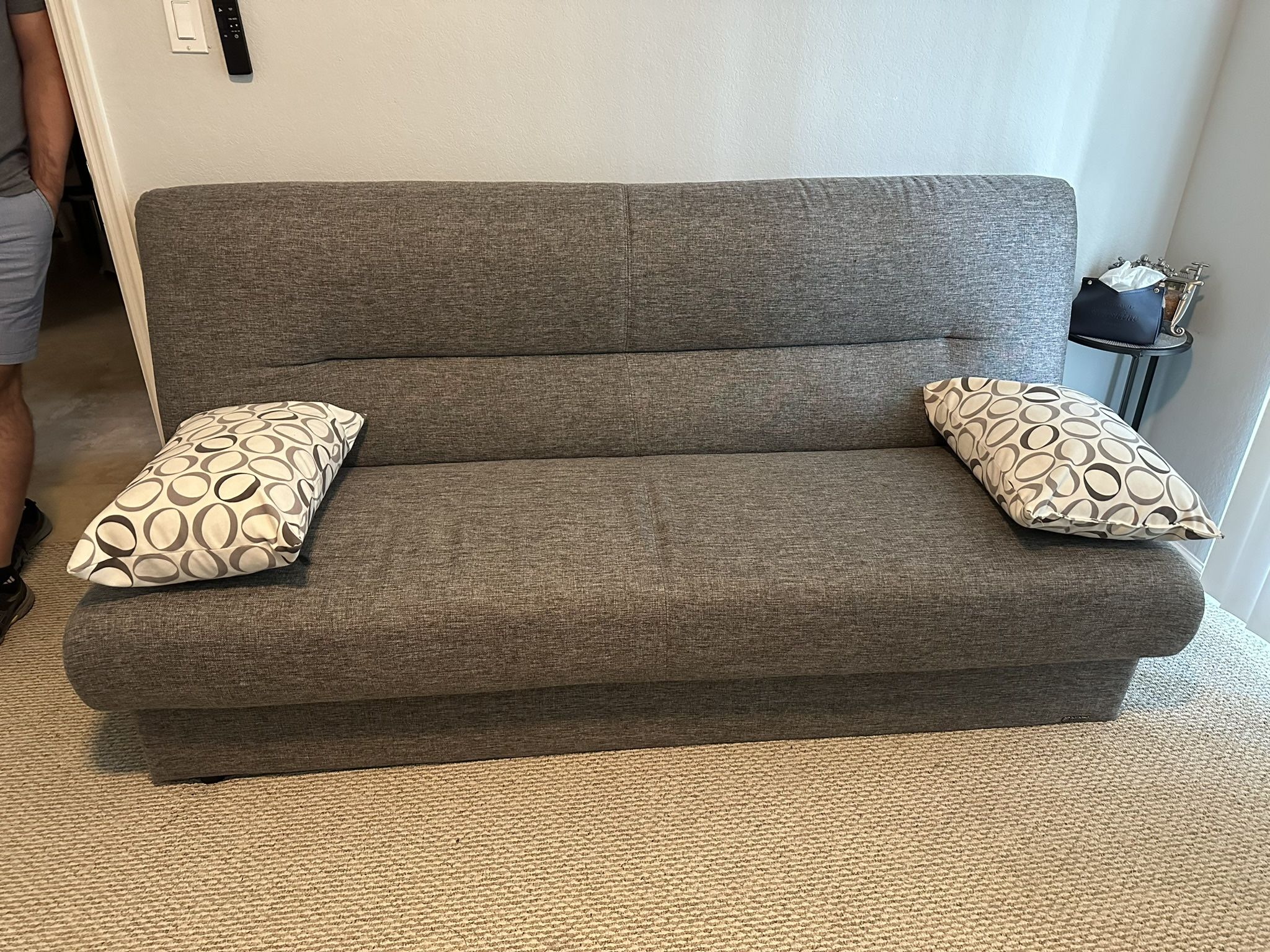 El Dorado Upholstered Sofa Bed / Futon with Storage – Gray