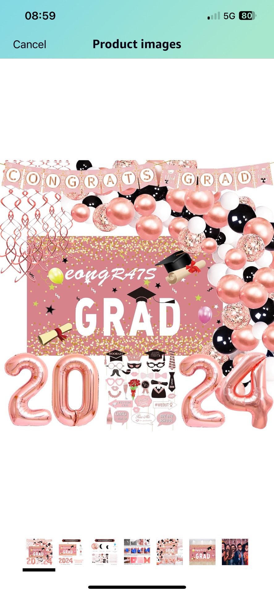 Graduation Decorations 2024 - Rose Gold Graduation Party Supplies Including Grad Banner, Graduation Backdrop, Hanging Swirls, Grad Balloons Garland Ki
