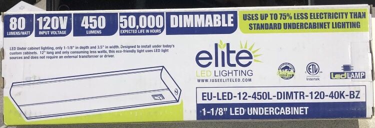 ELITE Led Lighting Under Cabinet Lighting 1-1/8“ Depth 3.5“ Width 12“ L