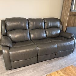 Leather Sofa Recliner, dark grey 