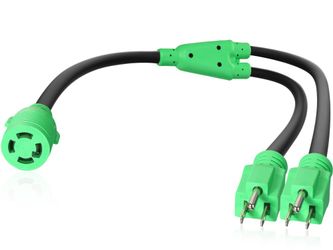Tellegloww 2X 5-15P to L14-30R Twist Locking Generator Y Adapter Cord