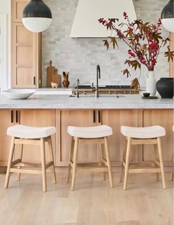Set Of 3 LUE BONA Saddle Seat Counter Height Bar Stools