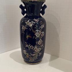 Chinoiserie Cherry Blossom Vase Made In Japan 