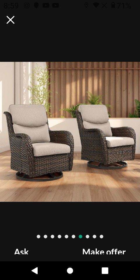 Two Pieces Patio Rocking Chairs Patio Furniture Set Outdoor Patio Furniture Swivel Chairs Patio Swivel Chairs Outdoor Swivel Chairs 🆕🚛