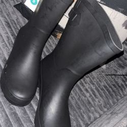 Black rain boots