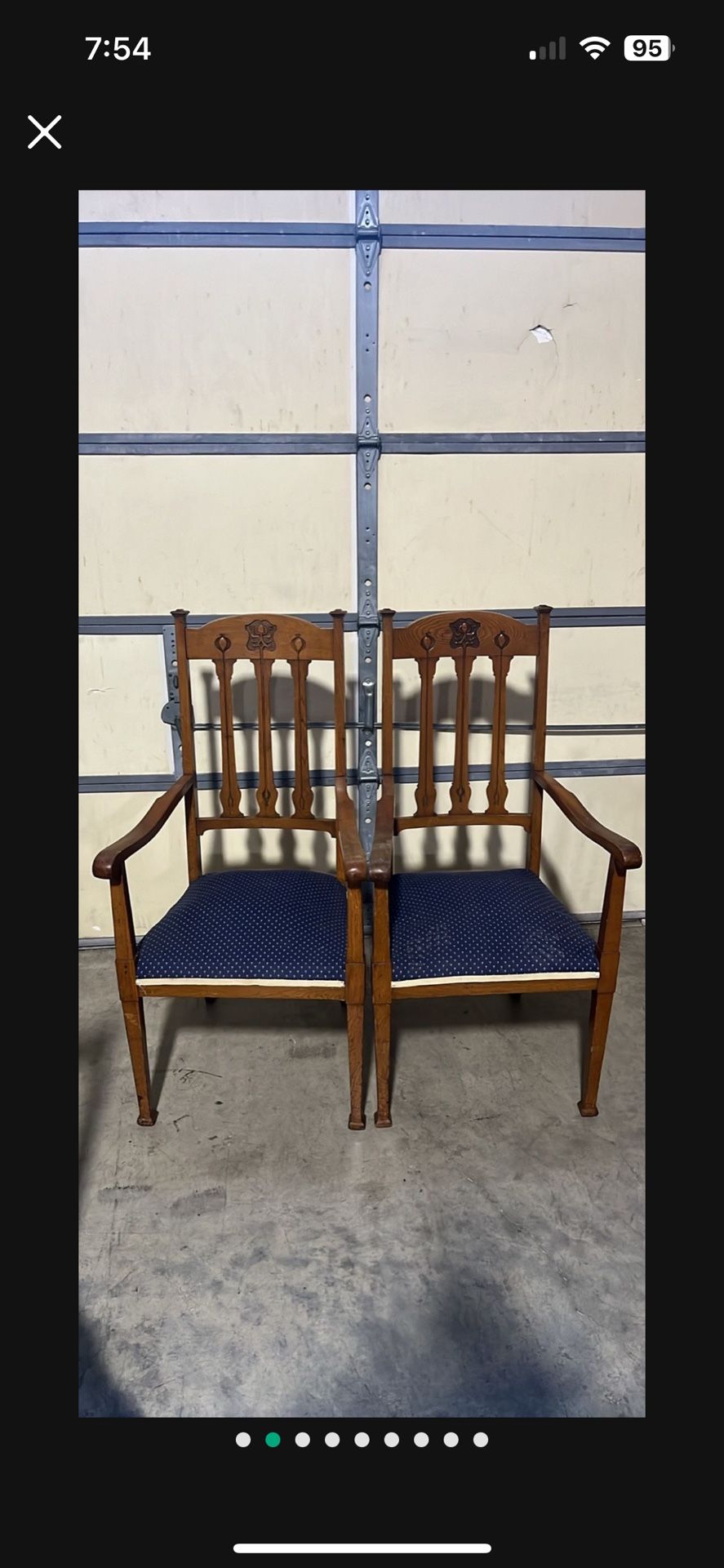 Antique 1930’s Art Deco Solid Oak Table Chairs With Arm Rest