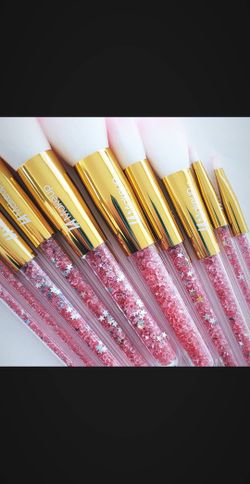 10pcs glitter pink color makeup brush set