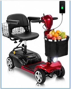 Mobility Scooter for Seniors & Adults, 4 Wheel Foldable Scooter Powered Mobility Scooters With Removable Lithium Battery, 20/35/45 Miles Range ,Dual B