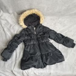 1989 Place Girls Puffer Black Hooded Jacket XS 4 NO BELT Coat