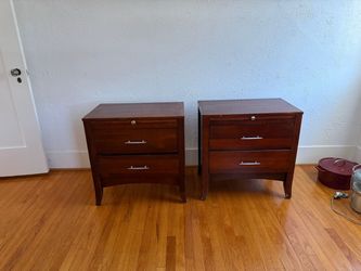Pair of Wood Nightstands with Drawers