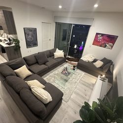 Dark Grey Sectional Couch W Chaise For Sale 