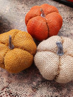 Burlap Fabric Pumpkin Trio