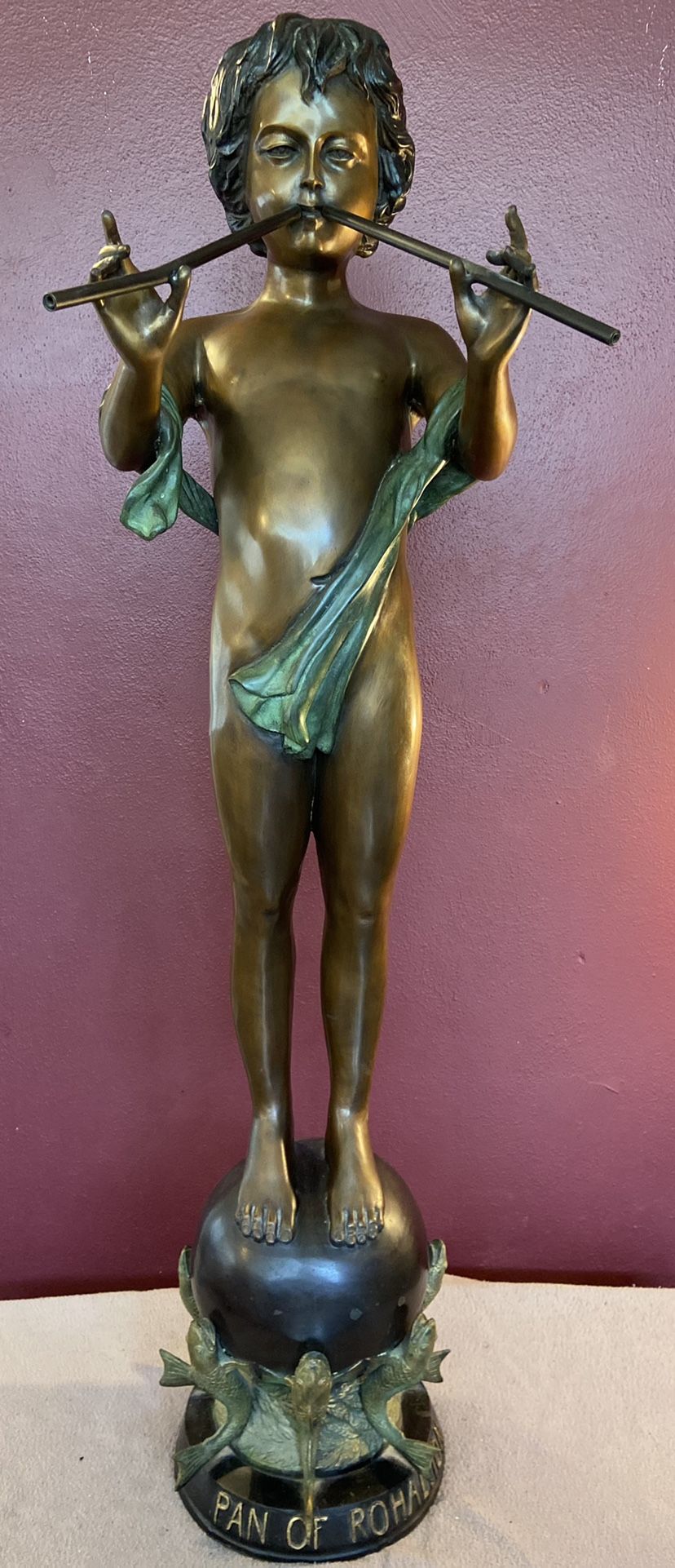 Frederick William MacMonnies Signed Bronze Sculpture: Pan of Rohallion