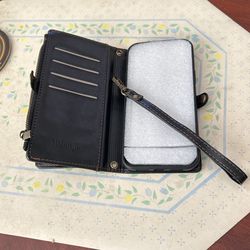 MinCYB iPhone 15 leather Case Magnetic Holder W/card Holder and Purse