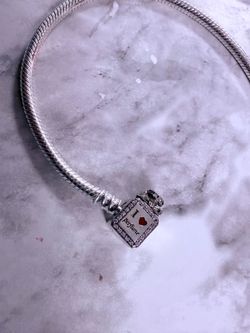 925 Sterling Silver Snake Chain Bracelet Box Clasp Bottle Charm