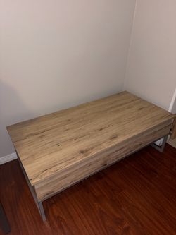 Wood Top Coffee Table with Metal Legs
