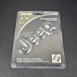 New JEEP Classic Logo Black/Silver Aluminum Decal Emblem Official Licensed Product