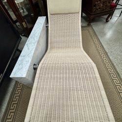 Modern Woven Chaise Lounge with Marble Base – Sculptural Statement Piece