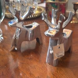 Silver Plated reindeer Candle holders 