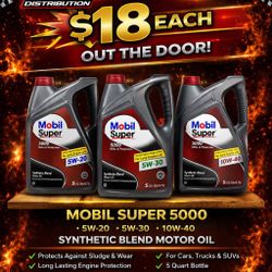 Mobil Super 5000 Motor Oil – $18 EACH 🔥
