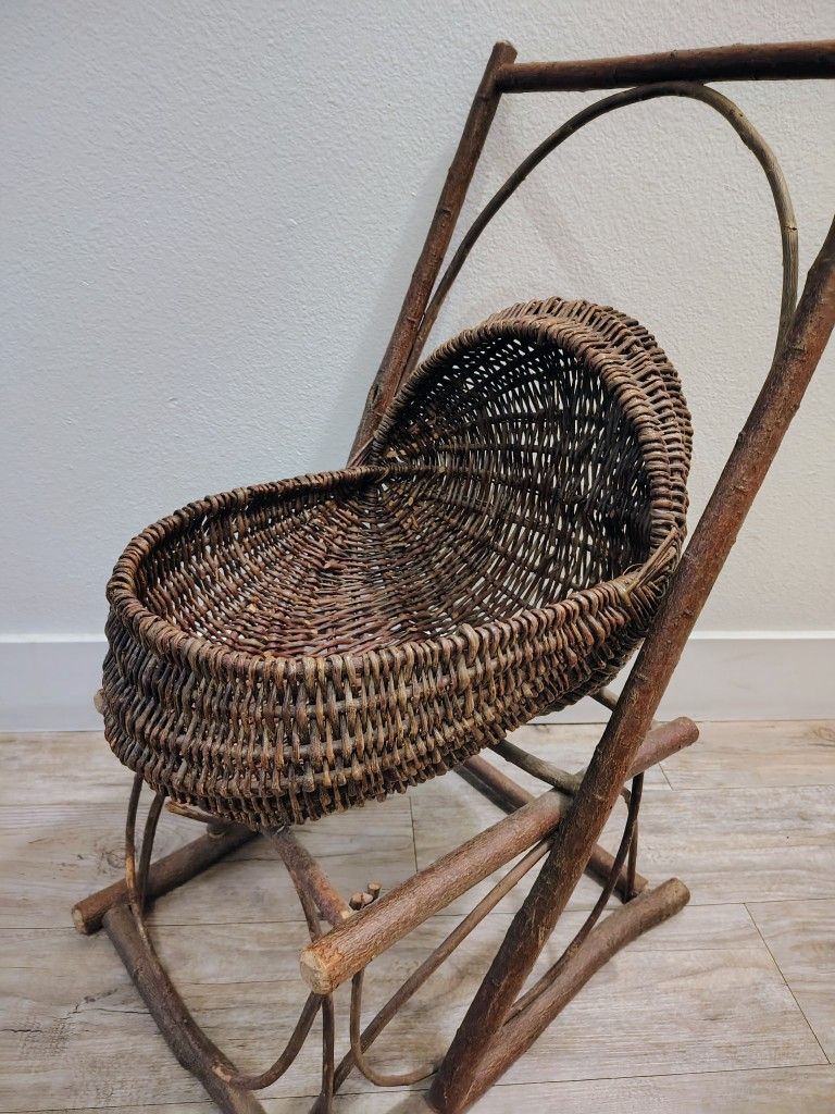 Vintage Handwoven Bassinet