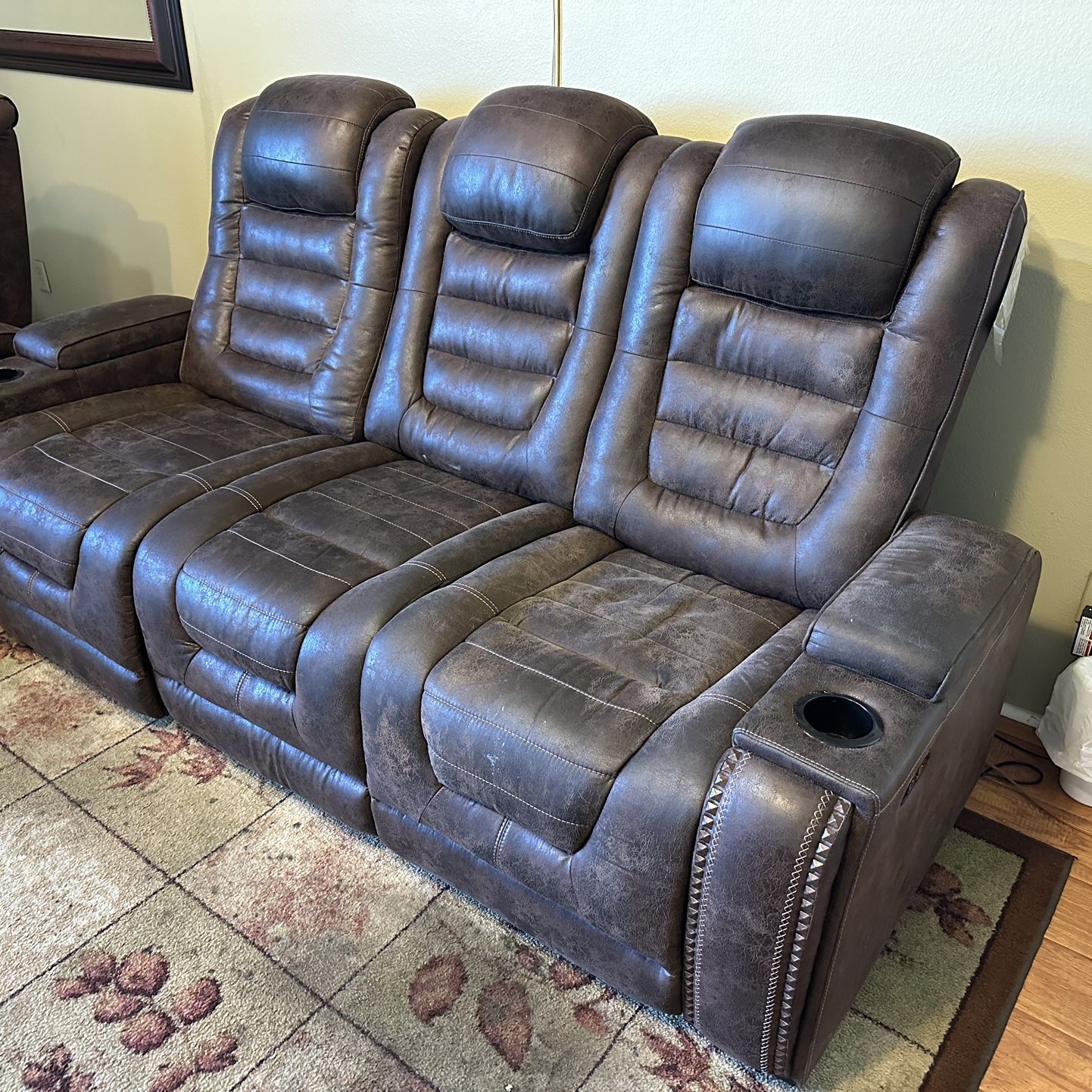 Reclining Leather Sofa And Chair