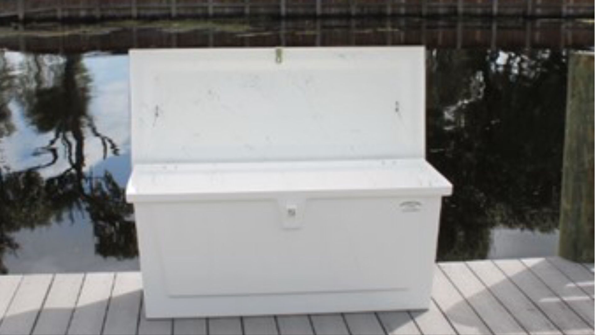 In Stock, Brand New 54” Fiberglass Dock Box. Only $449.95