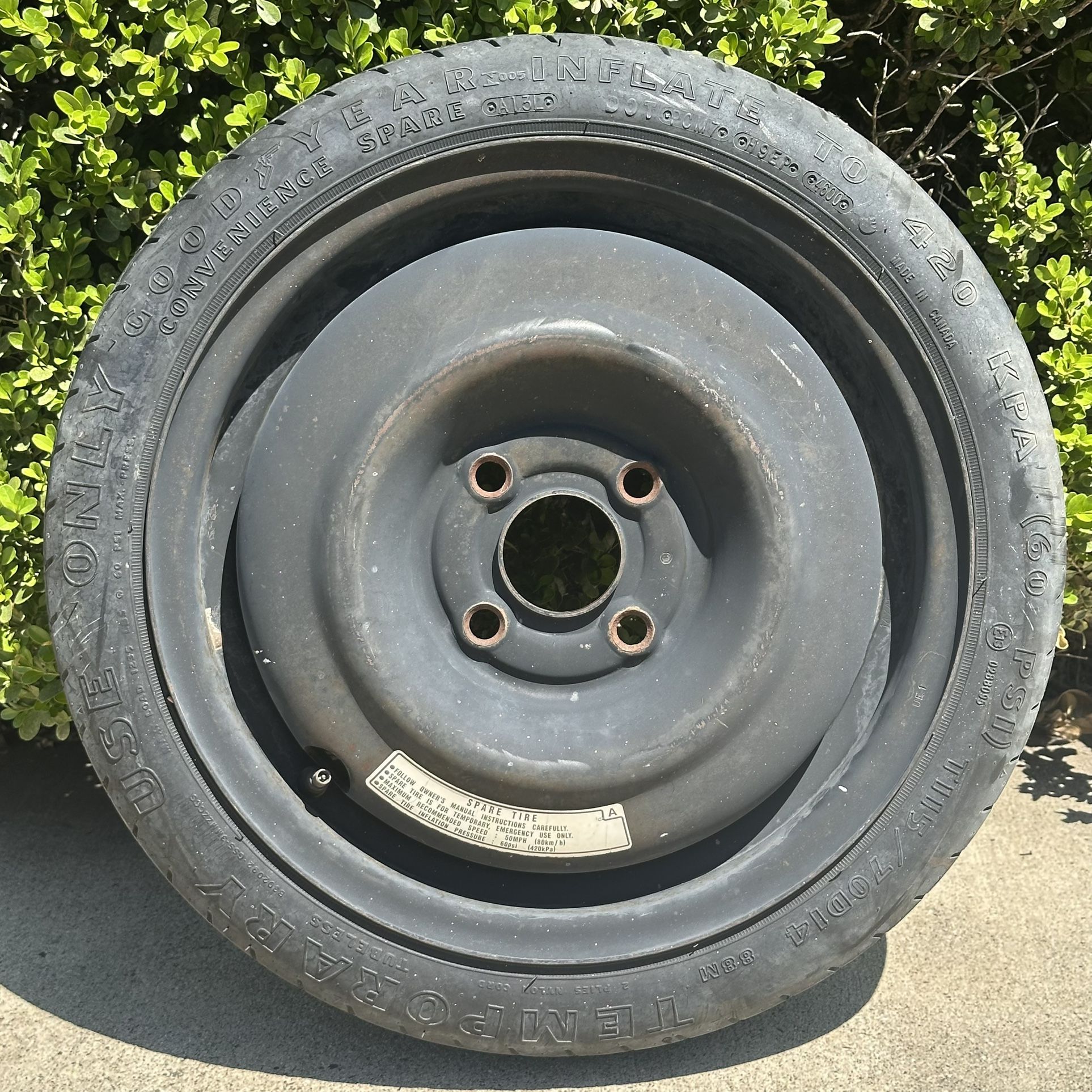 96 97 98 Honda Civic Spare Tire 99 2000 OEM 4x100 Factory 2001 Rim 2002 Wheel 4 Lug CRX Prelude Accord
